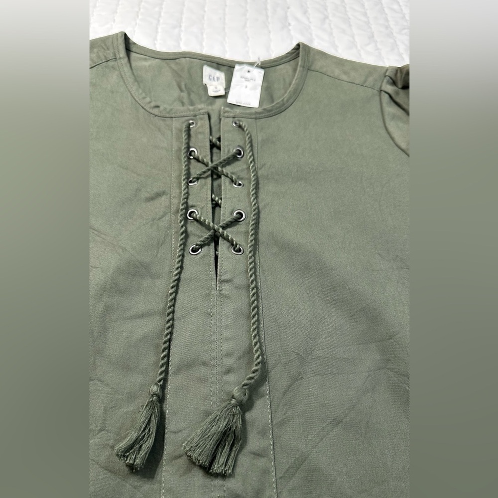 GAP Neutral Lace-Up Shift Dress Size S Baby Tweed in Green  Casual Dress - Picture 10 of 16
